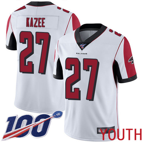 Atlanta Falcons Limited White Youth Damontae Kazee Road Jersey NFL Football #27 100th Season Vapor Untouchable